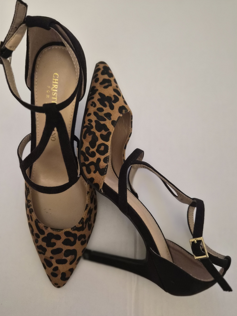 Christian Siriano Leopard Print Pointed-Toe Ankle-Strap Pumps - Black & Brown